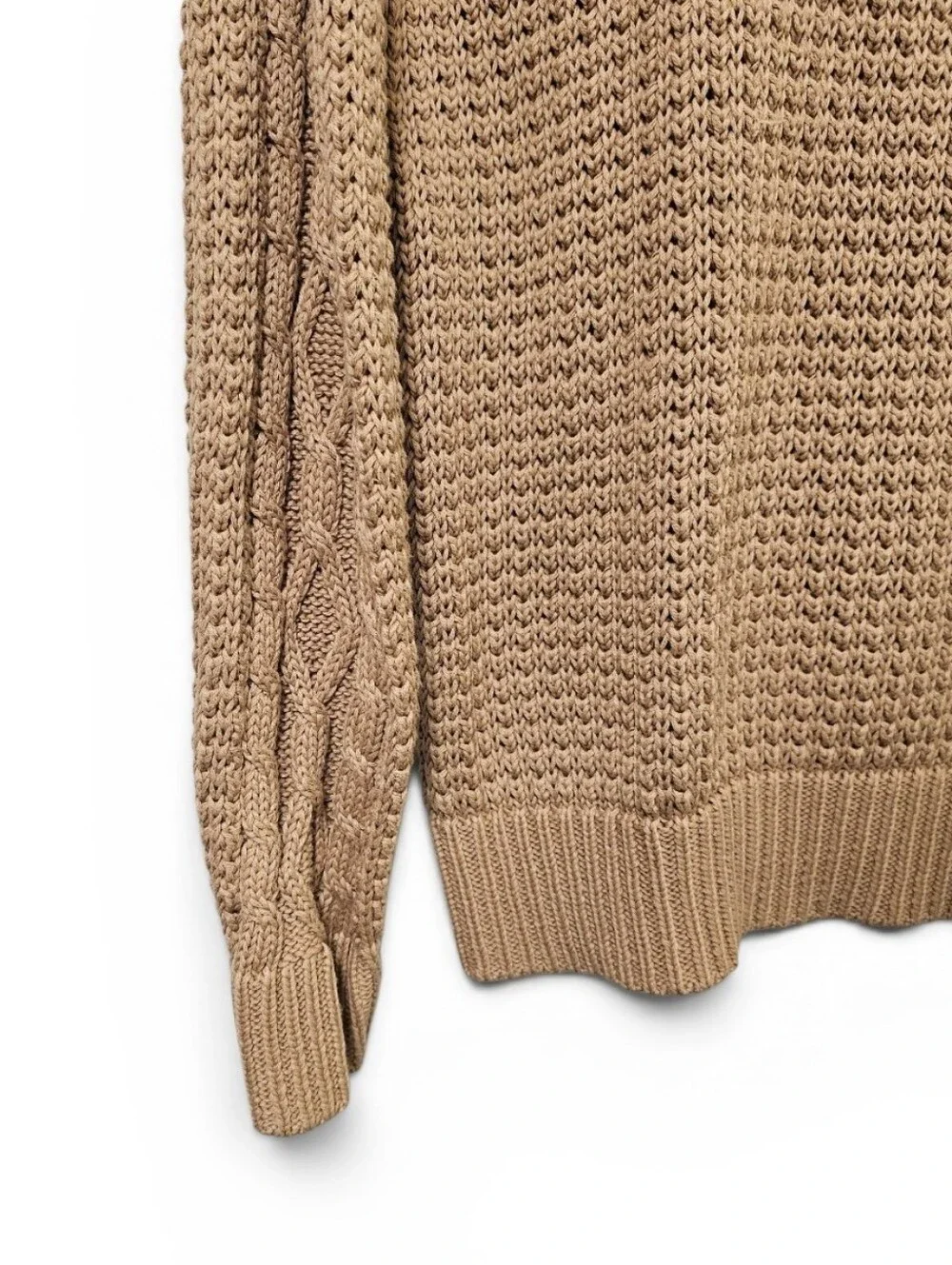 Michael Kors Dark Camel Heavy Knit Sweater Zipper Detail NWT Size XL
